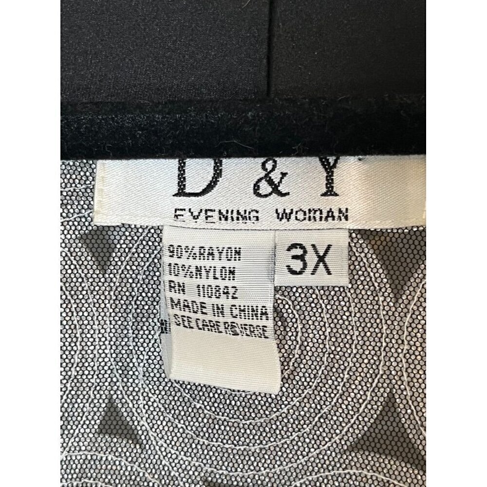 Retro Floral Rosette Jacket 3X Black White Evening Wedding Festive Holiday Chic - Picture 2 of 11